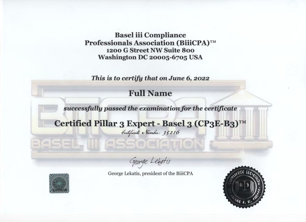 Certified Pillar 3 Expert - Basel 3 (CP3E-B3)